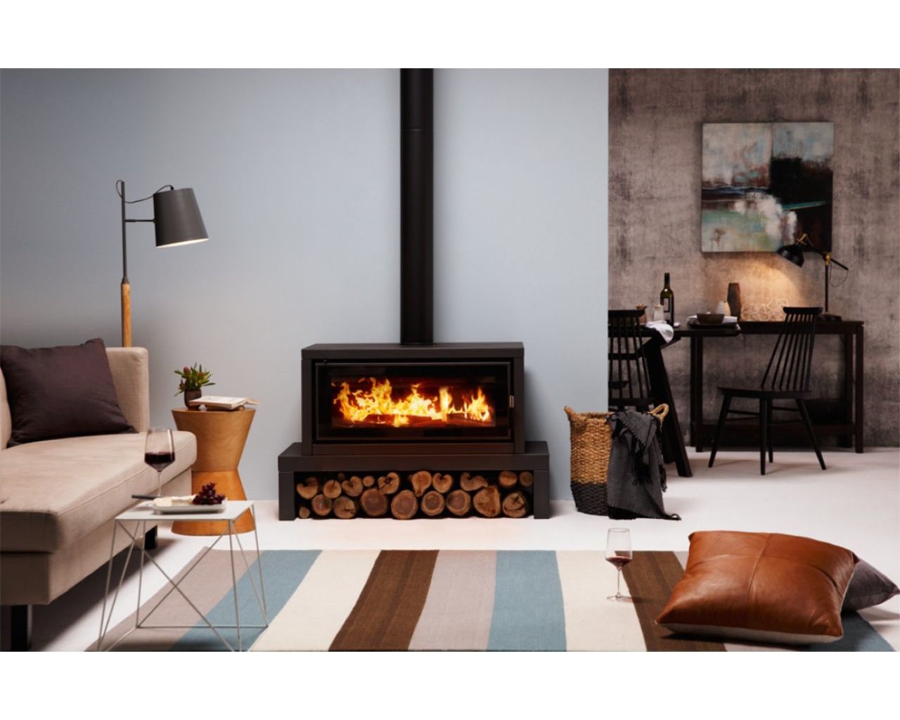 Norseman Aura Freestanding Wood Heater with Bench, , hi-res image number null